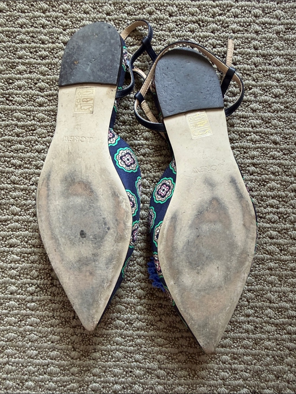 J. Crew - Women’s Navy Patterned Slingback Flats with Blue Tassel - Picture 4 of 6